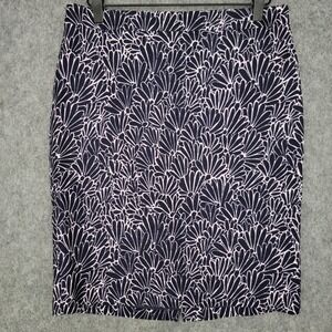 Ann Taylor LOFT Skirt Womens 6 Blue Pink Floral Print Lined Pencil Stretch Work